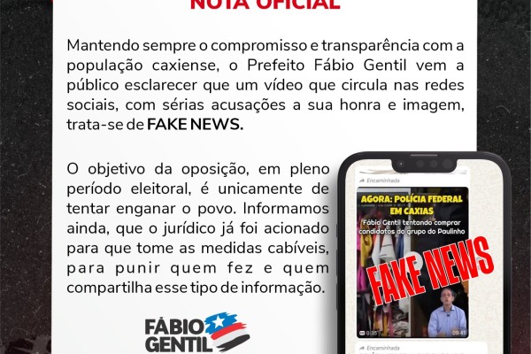  Prefeito Fábio Gentil é vítima de Fake News: Oposição tenta atacar gestão para se auto promover