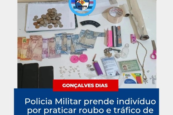  Polícia Militar desarticula boca de fumo e prende traficante em Gonçalves Dias