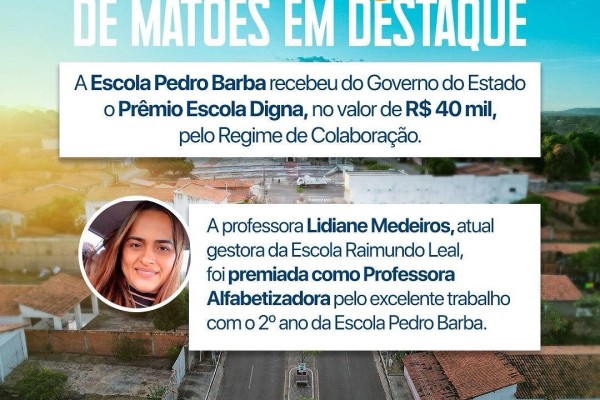  Educação de Matões é reconhecida com prêmio estadual